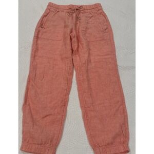 Athleta size 4 Petite 100% Linen Jogger ,Zipper pocket peach Color